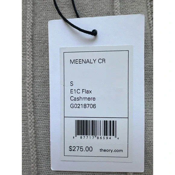 $275 NEW THEORY Meenaly Cashmere Sleeveless Off Ivory Sweater Top Blouse SIZE S - Picture 5 of 9